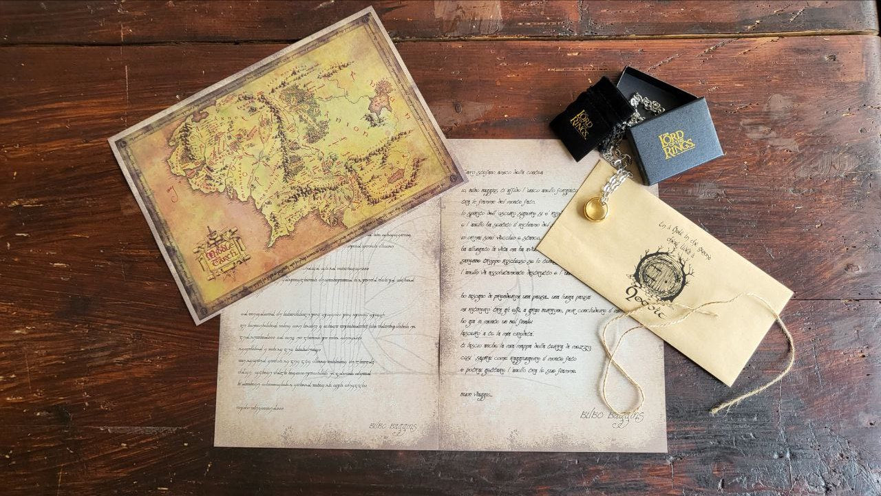 L’Unico Anello – Il Signore Degli Anelli – Lo Hobbit – LOTR – in OMAGGIO Lettera di Bilbo Baggins Personalizzata